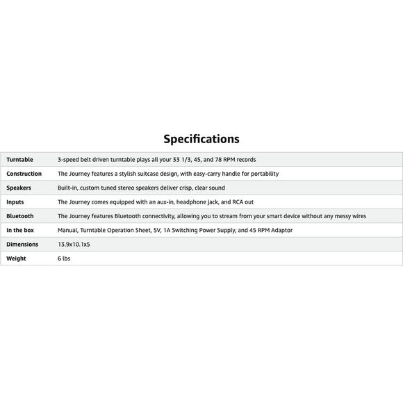 Victrola Journey Bluetooth Portable Record Player Turquoise - Picture 8 of 10